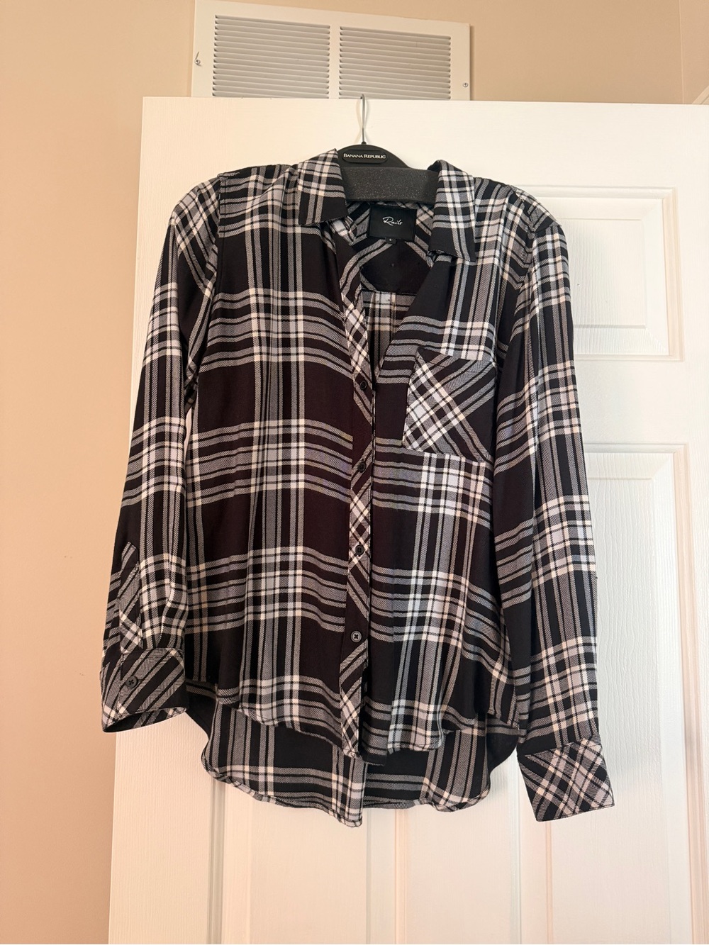 Rails Black and White Plaid Button-Down Shirt